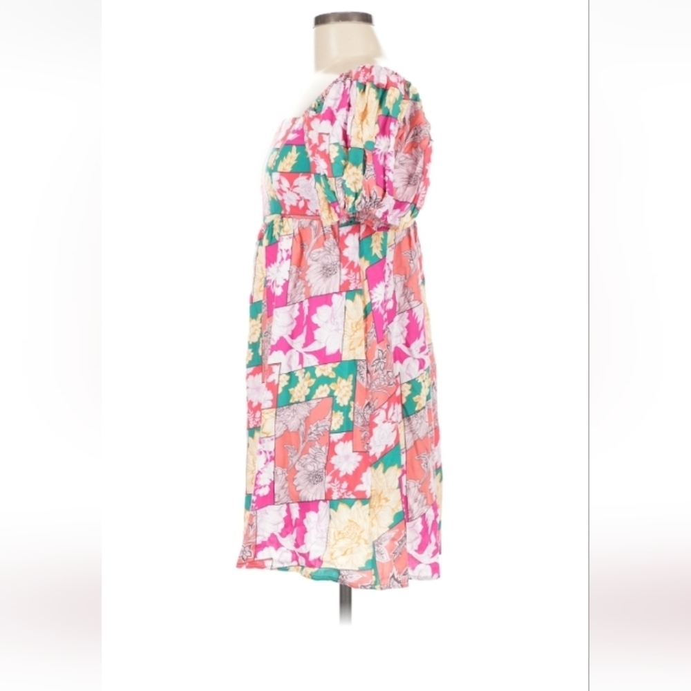 GeeGee Patchwork Floral Puff Sleeve Dress Size M - Picture 7 of 15